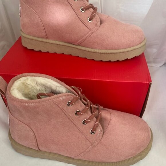 ocean + coast Women's Pink faux-suede lace-up ankle Boots, Size 10 (NEW) - Picture 3 of 7